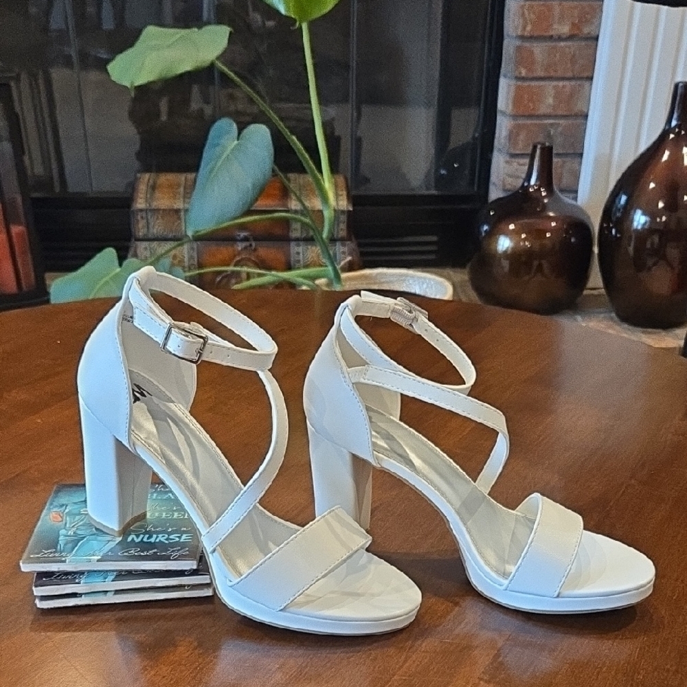 Elegant White Strappy Heels